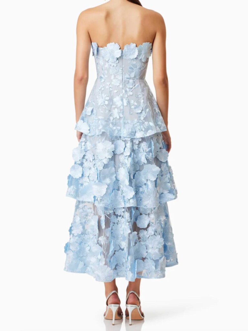 NWOT Elliatt Selene Maxi Tiered 3D Dress in Blue XS - Picture 3 of 3